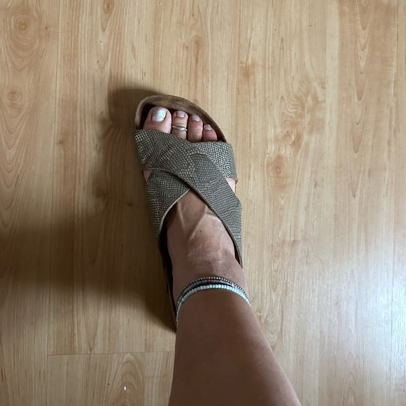 Papillio by Birkenstock Gold Metallic Snakeskin Daytona Leather Sandals 8 - Picture 9 of 10